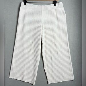Vince Women’s Ivory White Ribbed Cropped Wide Leg Pants Size Large